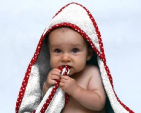 Very Easy 100% Cotton Hooded Baby Towel with Polka Dot Trim